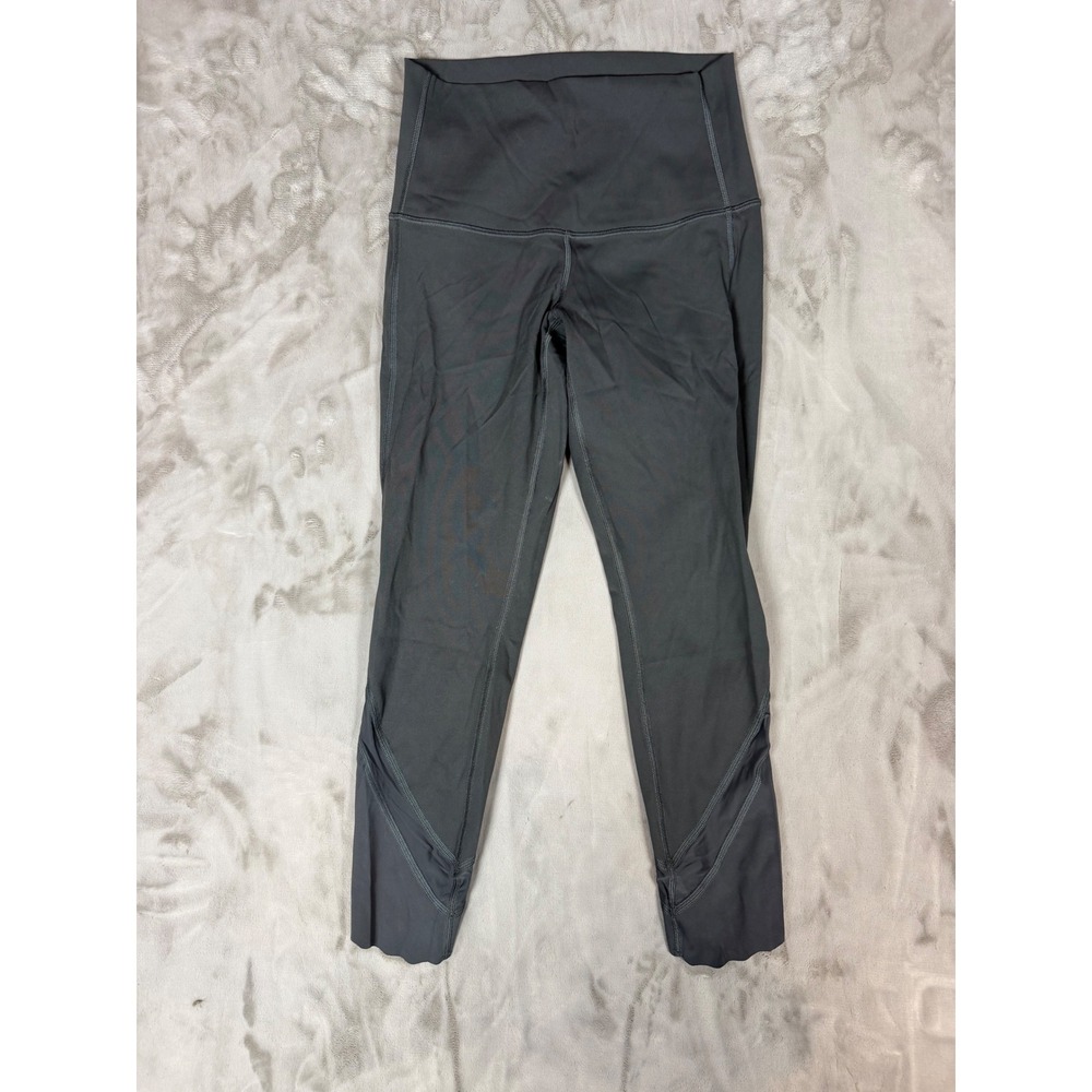 Lululemon Scalloped Hem Mesh Panel High Rise Leggings Gray Size 6